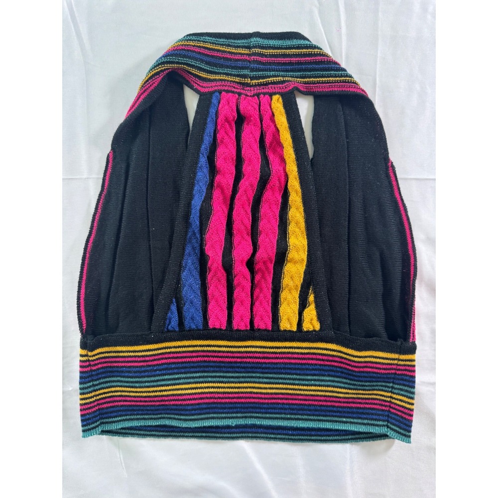 FARM Rio Multicolor Striped Knit Cropped Vest Top Size S Y2K Boho Festival - Picture 2 of 5